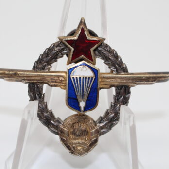 Jugoslawien Fallschirmspringer Abzeichen, Silber punziert