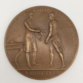 *Medaille* 100 Jahre Österreichische NATIONALBANK, 1816 – 1916, Schwartz, Originalschachtel