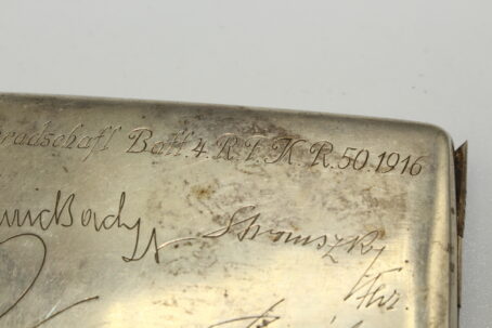 Silbernes Zigarettenetui R.F.K.R. 50 Reserve Feldkanonen Regiment 50 Unterschriften – Bild 12